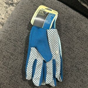 NWT large jersey canvas with dots blue hawk garden gloves. Pack of 2